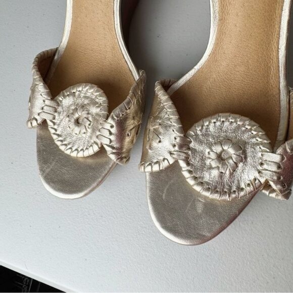 Jack Rogers Luccia stardust gold wedge heeled sandals ankle strap 10 - Picture 3 of 11